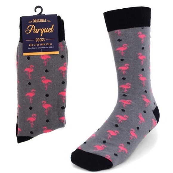 Crew Socks -Flamingo -GR/PK- NWT - Picture 3 of 5